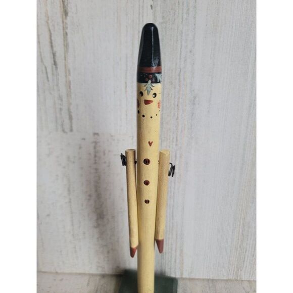 Unique wooden snowman pencil figure heart home decor Xmas - Picture 3 of 7